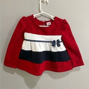 Fiorella Girls 4T Red White & Navy Colorblock Bow Top